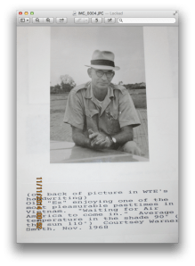 Poppa waiting for the mail to arrive in Vietnam (during second tour, as an agricultural advisor).